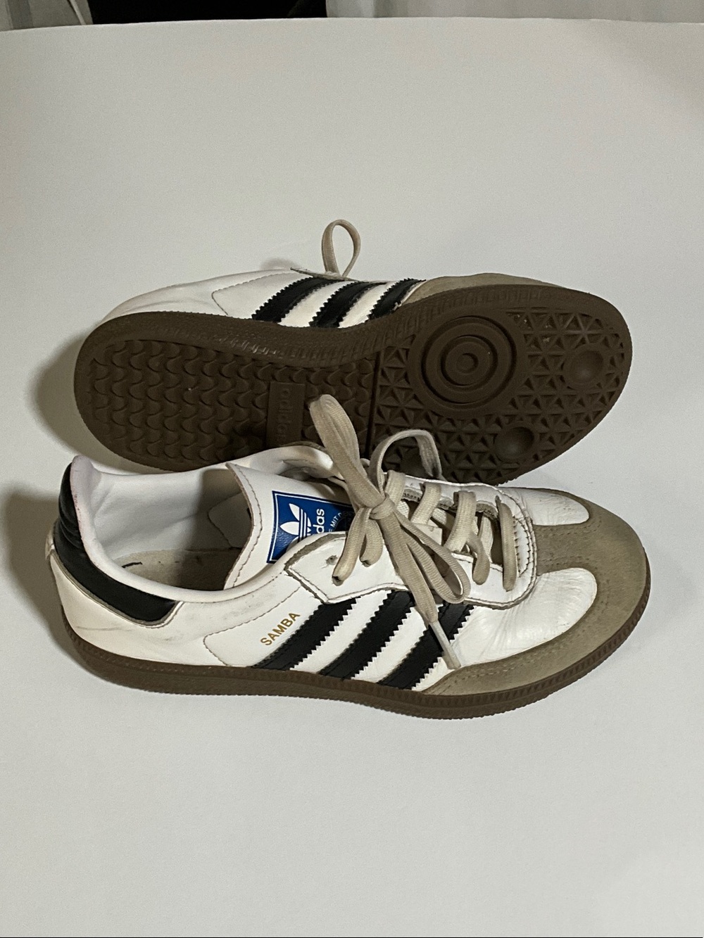 adidas White & Black Samba Sneakers with Gum Sole Kids Size 1